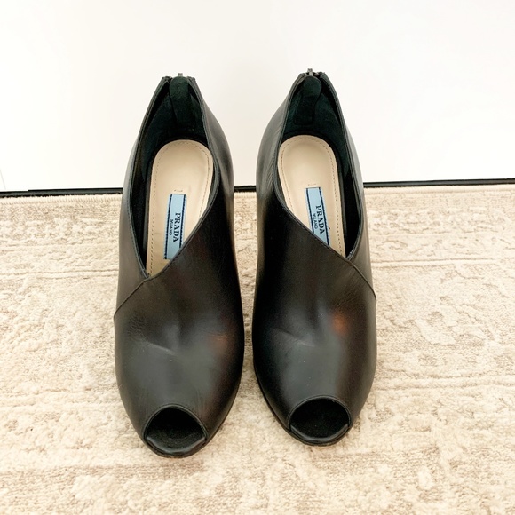 Prada Asymmetric Peep Toe Bootie Size 36.5 - Picture 5 of 6